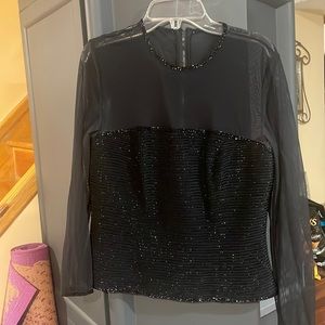 Back black tie affair, super cute, size a see-through sleeves and top beaded